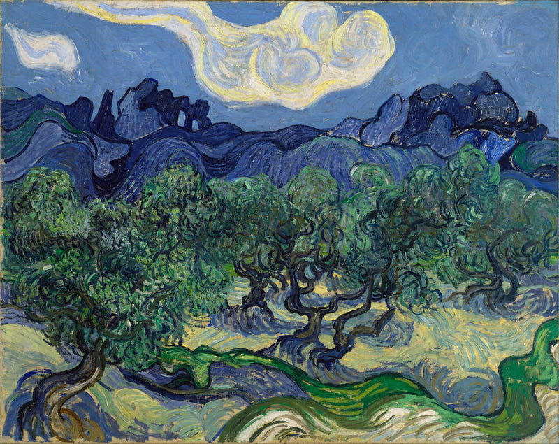 Olive Trees with the Alpilles in the Background - Vincent van Gogh