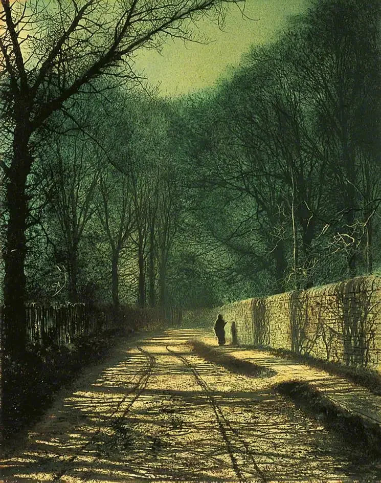 Shadows of the trees on the park wall, Roundhay, Leeds - John Atkinson Grimshaw
