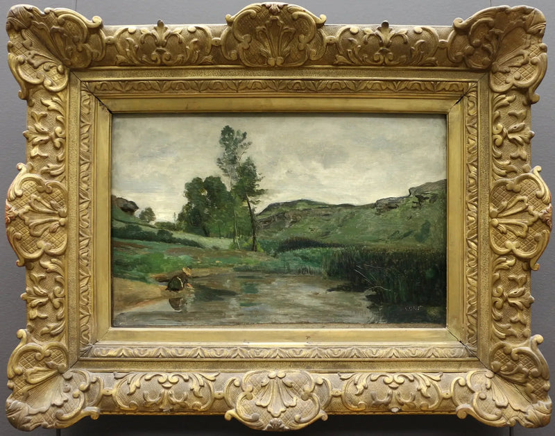 Optevoz. Laundress by the Water - Jean-Baptiste Camille Corot