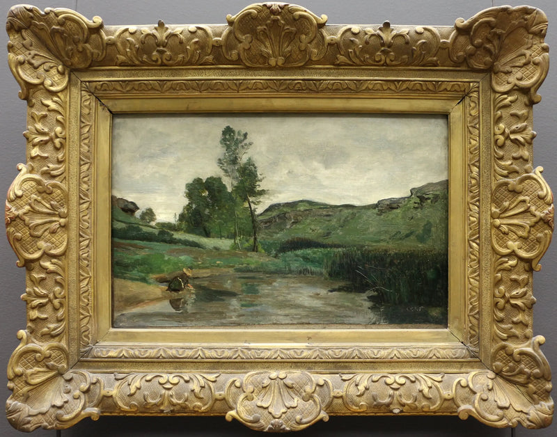 Optevoz. Laundress by the Water - Jean-Baptiste Camille Corot