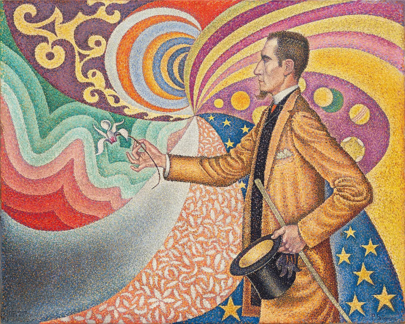 Opus on the enamel of a rhythmic background of measures and angles, of tones and shades, portrait of Mr. Félix Fénéon in 1890 - Paul Signac