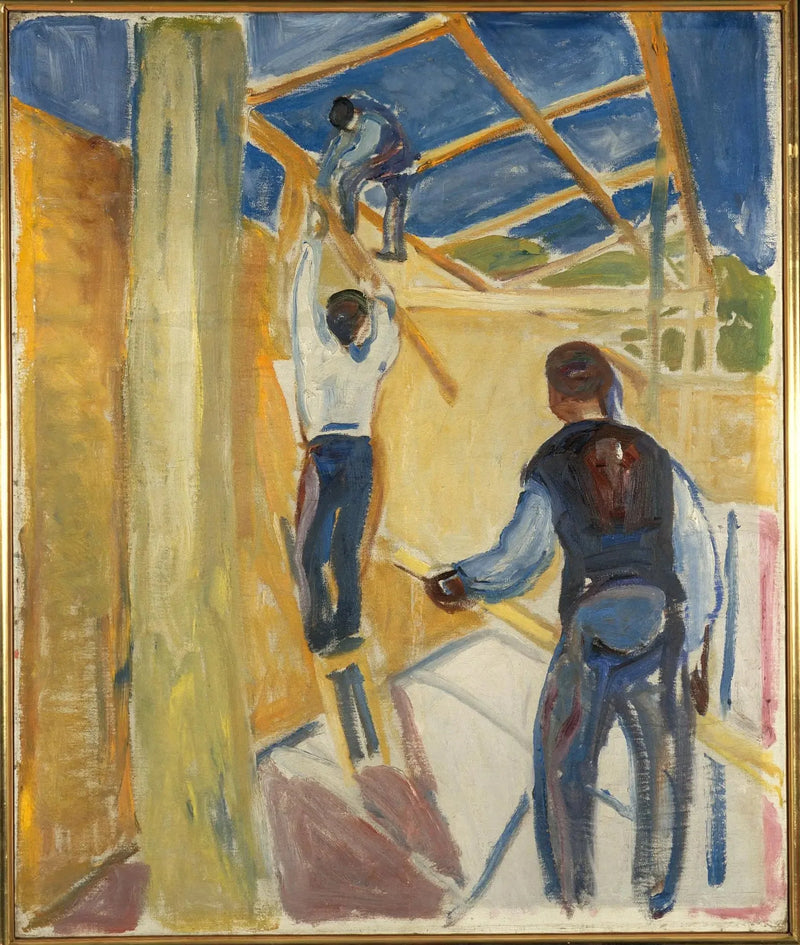 Construction Workers in the Studio - Edvard Munch