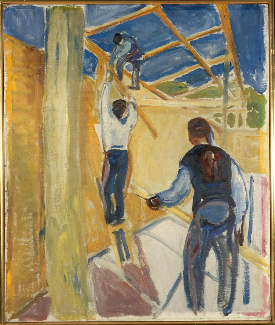 Construction Workers in the Studio - Edvard Munch