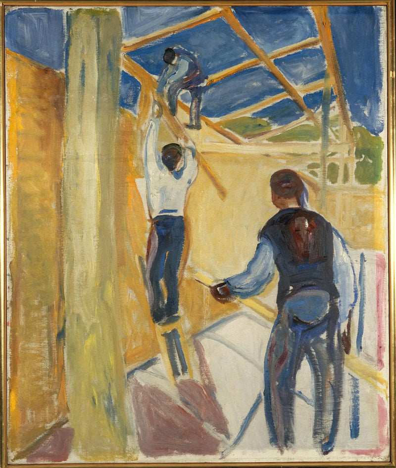 Construction Workers in the Studio - Edvard Munch