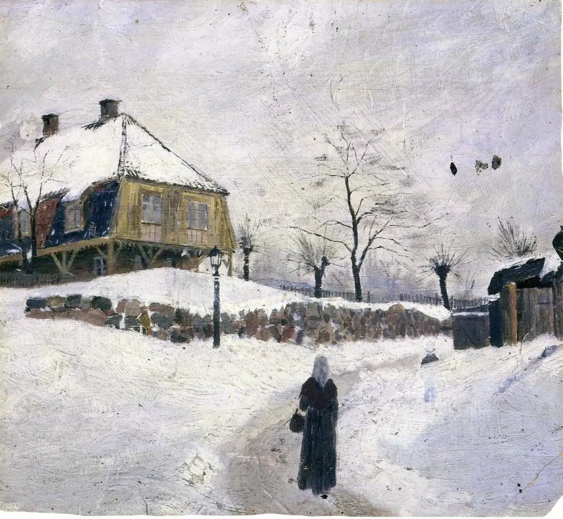 Reproduction du tableau « Øvre Foss en hiver - Edvard Munch » par Alpha Reproduction en peinture à l’huile