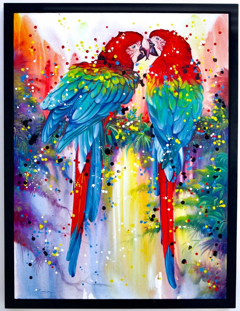 Pair of Red Parrots | 90 X 120 cm