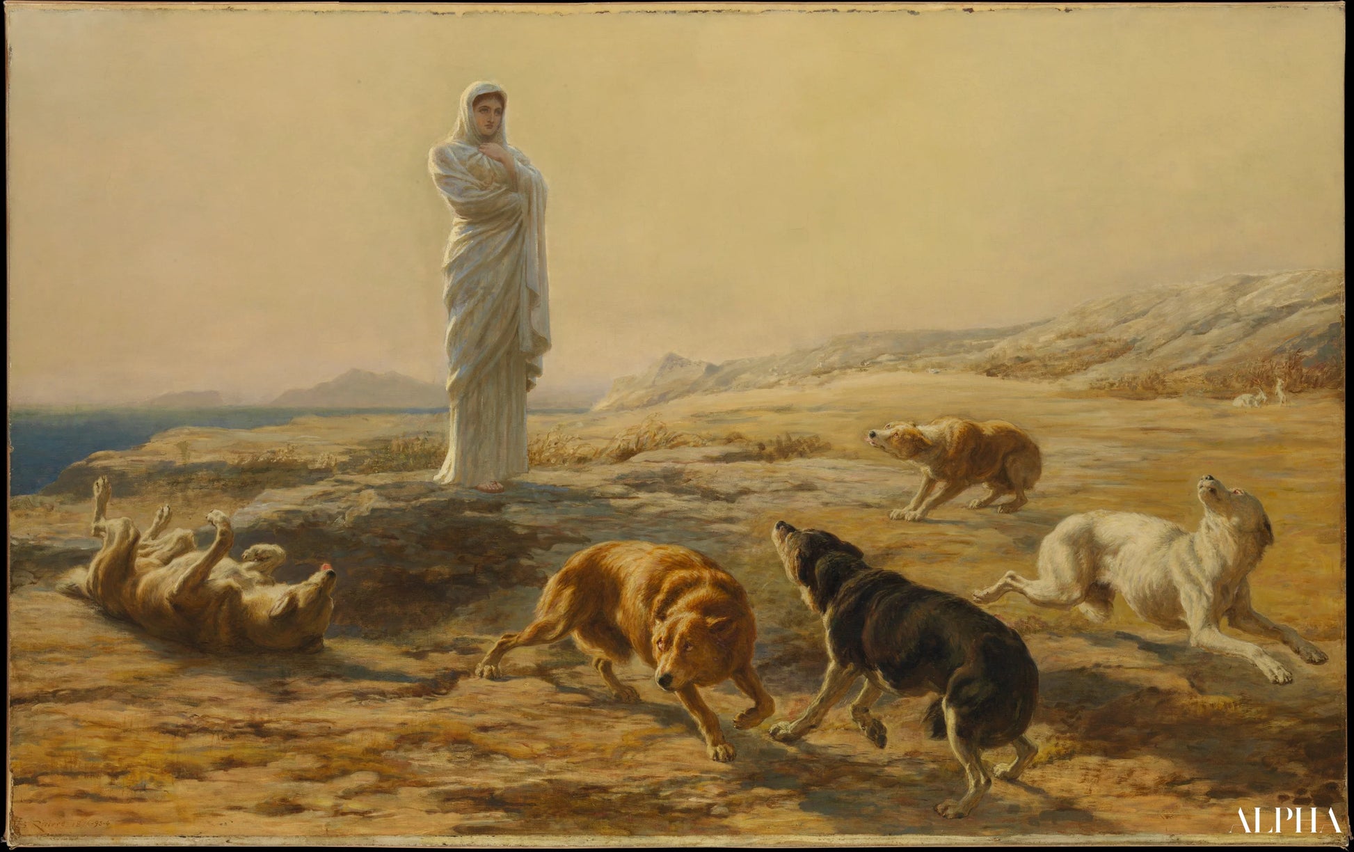 Pallas Athéna et les chiens du berger - Briton Rivière - Reproductions de tableaux et peintures haut de gamme