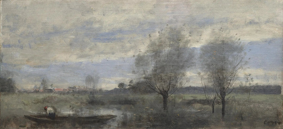 Palluel, Straw Boater Hat in the Marshes - Jean-Baptiste Camille Corot