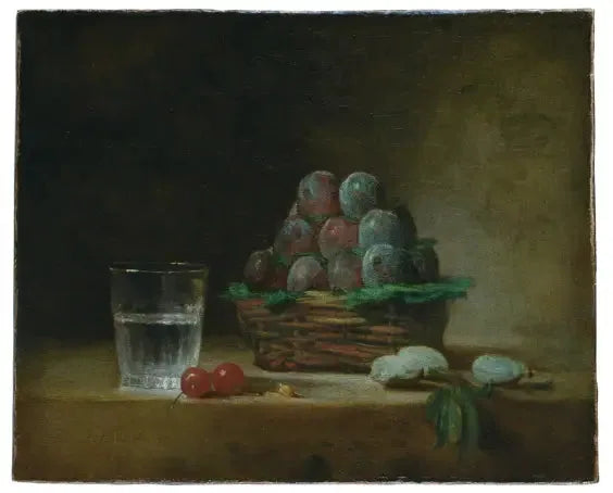 Pruneau basket, glass of water, cherries - Jean Siméon Chardin