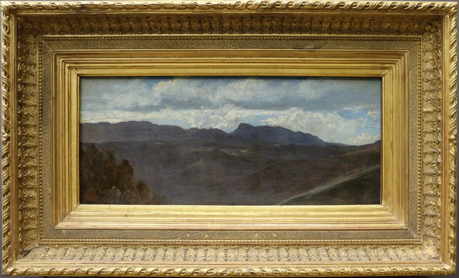 Roman Countryside Panorama. The Prenestini Mountains seen from Olevano - Jean-Baptiste Camille Corot