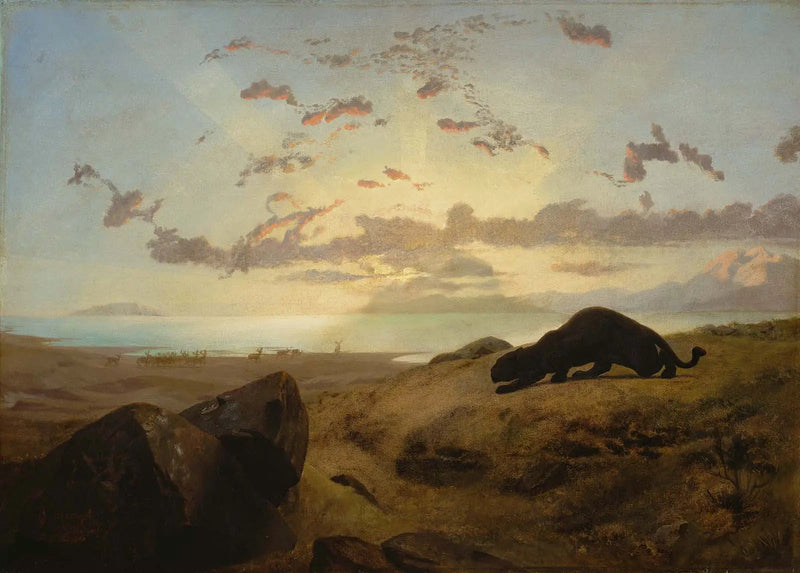 Black Panther stalking a herd of deer - Jean-Léon Gérôme