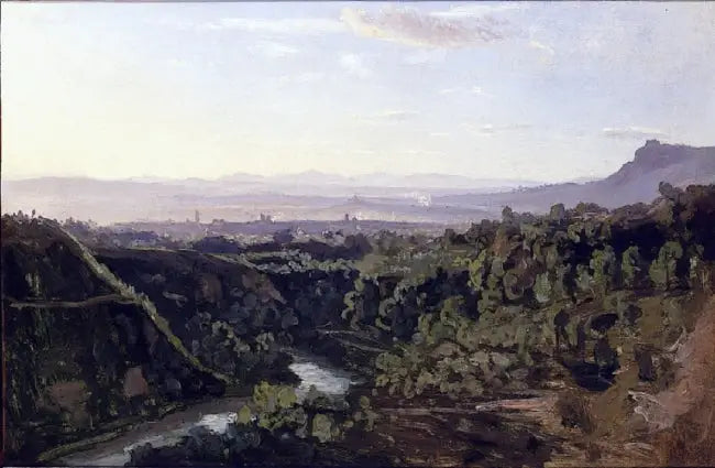 Papigno, escarped and wooded banks - Jean-Baptiste Camille Corot