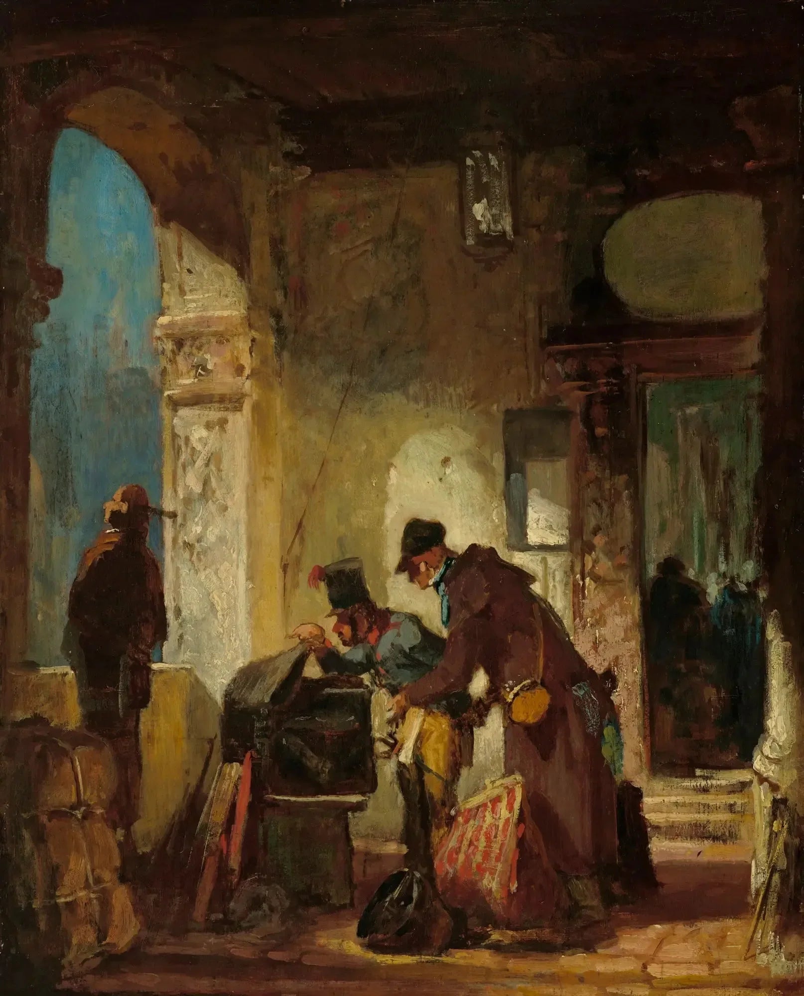Päpstliche Zollrevision - Carl Spitzweg image 1 copie de tableau peinte à la main