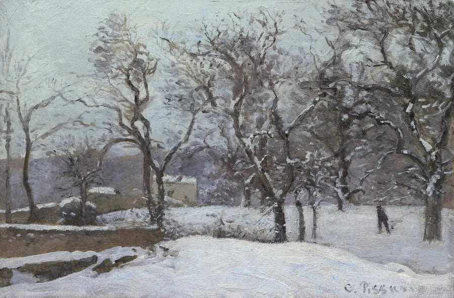 Park of the Château du Pont under the Snow, Louveciennes - Camille Pissarro