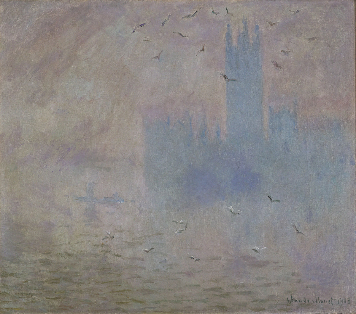 Parliament, the seagulls W1612 - Claude Monet