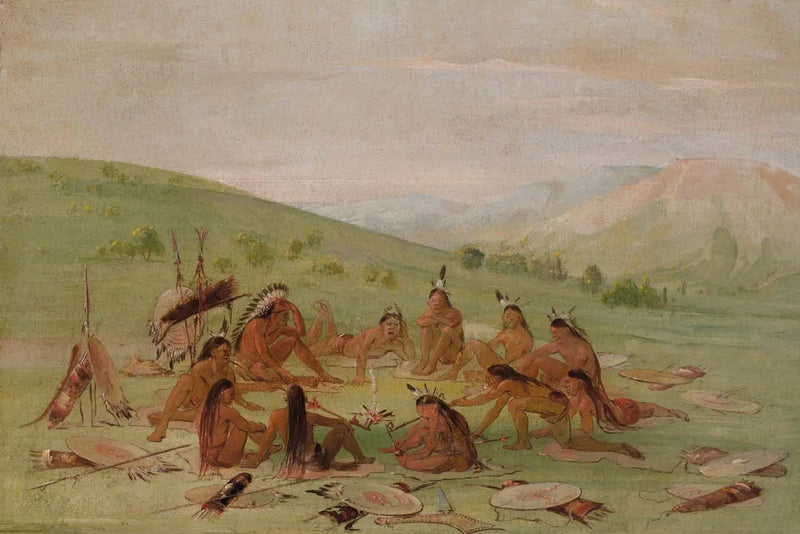 Part of the war on foot at the council, Mandan - George Catlin