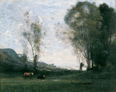 Pâturage bordé de saules - Jean-Baptiste Camille Corot - Alpha Reproduction