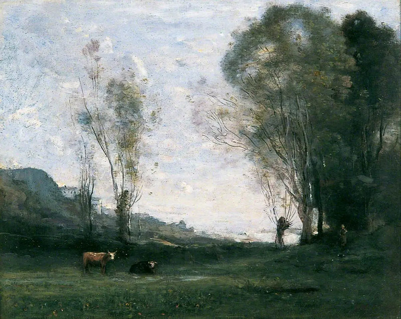 Pasture bordered by willows - Jean-Baptiste Camille Corot