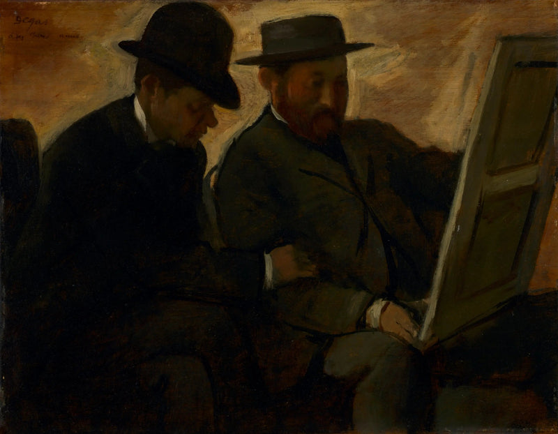 Paul Lafond and Alphonse Cherfils Examining a Painting - Edgar Degas