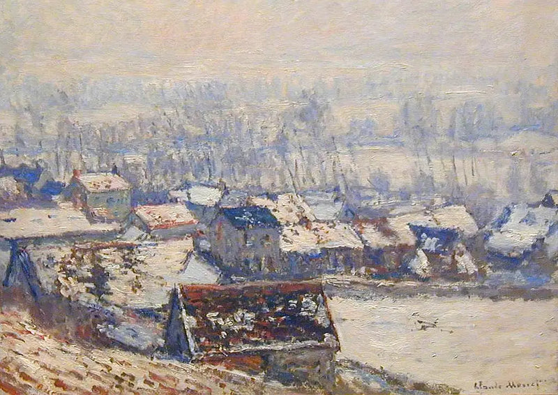 Landscape at Giverny, snow effect - Claude Monet