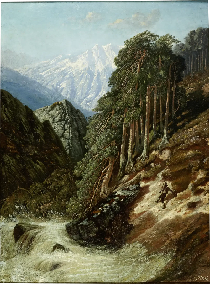 Alpine landscape with Beck - Gustave Doré