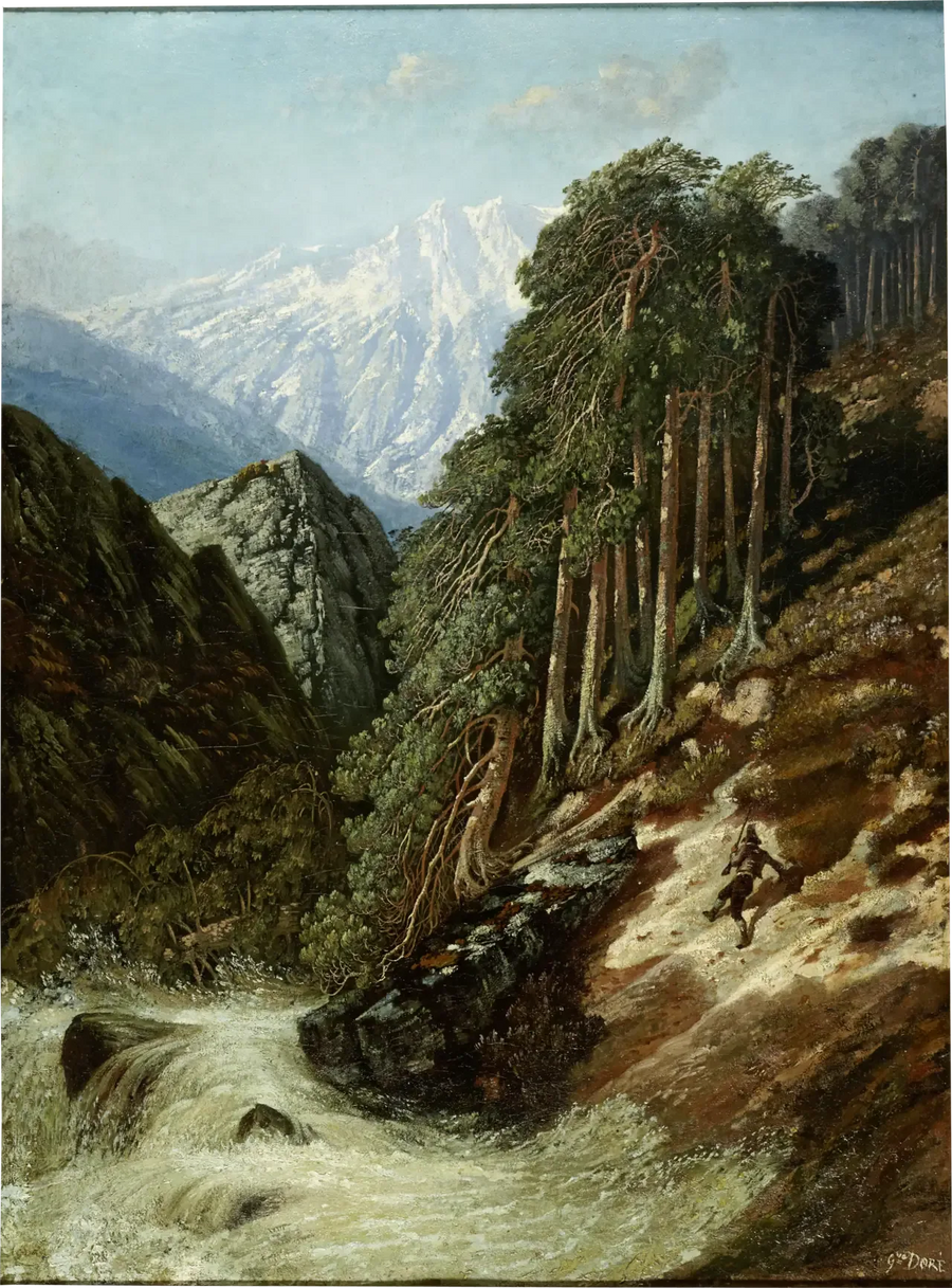 Alpine landscape with Beck - Gustave Doré