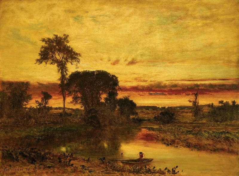 Sunset Landscape, Medfield - George Inness