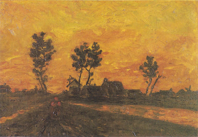 Reproduction du tableau « Paysage au coucher du soleil - Vincent van Gogh » par Alpha Reproduction en peinture à l’huile