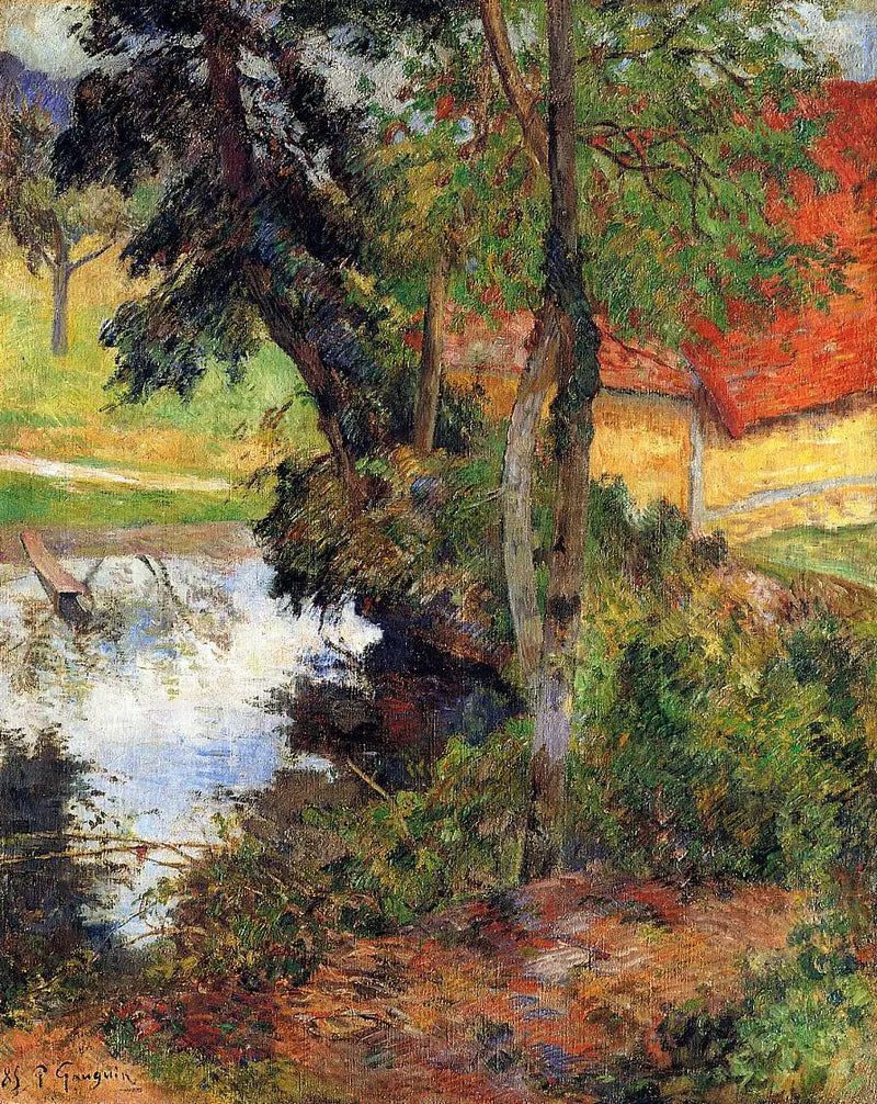 Landscape with Red Roof - Paul Gauguin