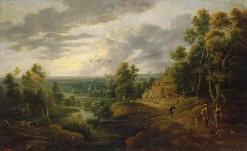 Landscape with Tree by the Riverbank - David Teniers the Younger