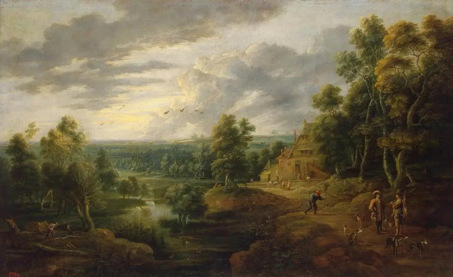 Landscape with Tree by the Riverbank - David Teniers the Younger