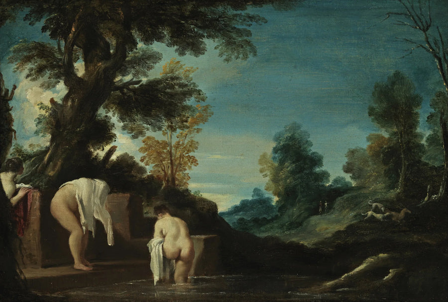 Landscape with Bathers - Guercino