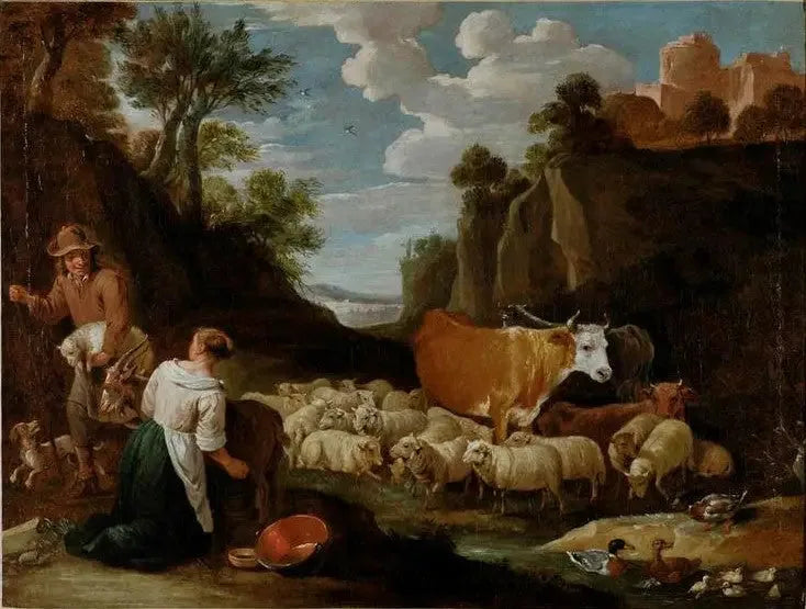 Landscape with Shepherds and Livestock - David Teniers the Younger