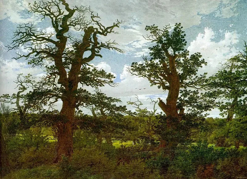 Landscape with Oaks and a Hunter - Caspar David Friedrich