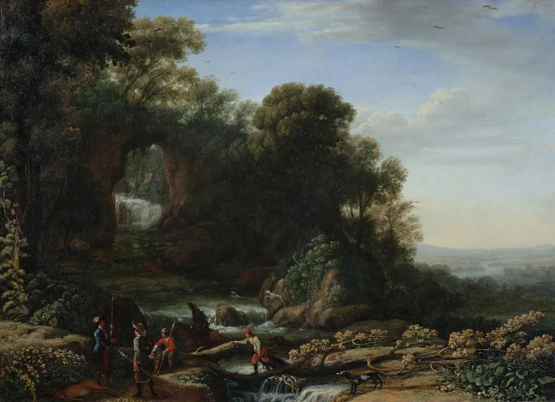 Landscape with Waterfall and Hunters - Claude Lorrain