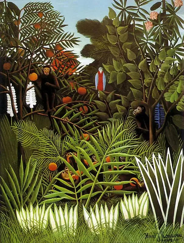 Exotic Monkey Landscape with Parrot - Henri Rousseau