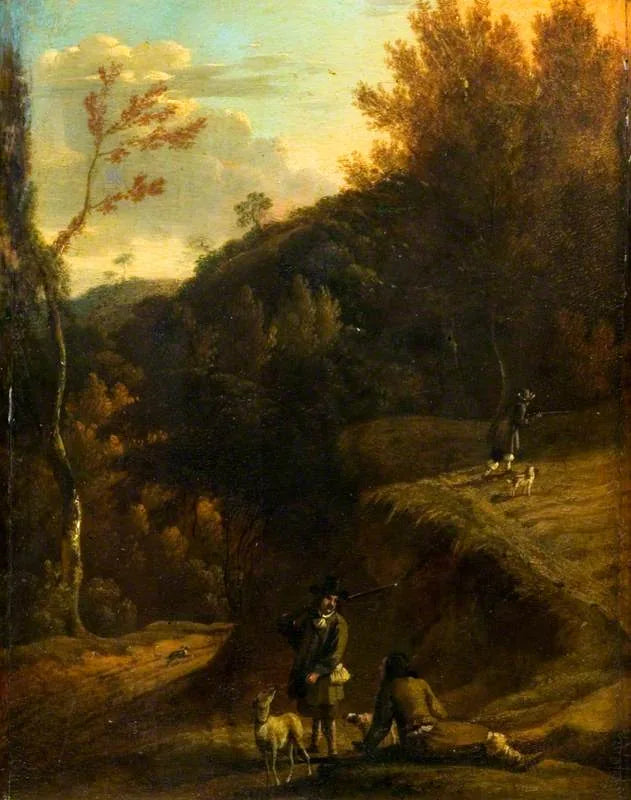 Paysage avec des sportifs tirant - Adriaen van de Velde image 1 tableau peint à l’huile sur toile