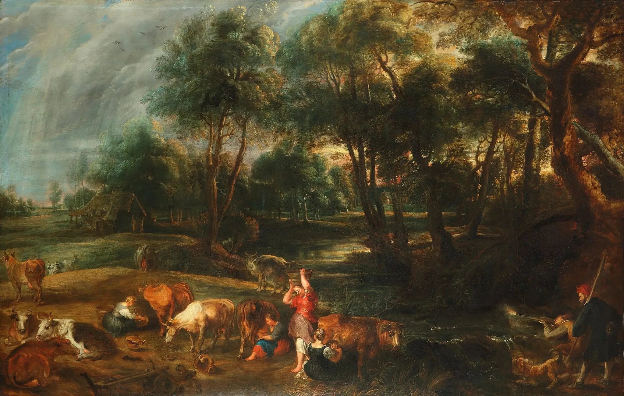 Paysage avec des vaches et des gibiers d'eau - Peter Paul Rubens image 1 tableau peint à l’huile sur toile
