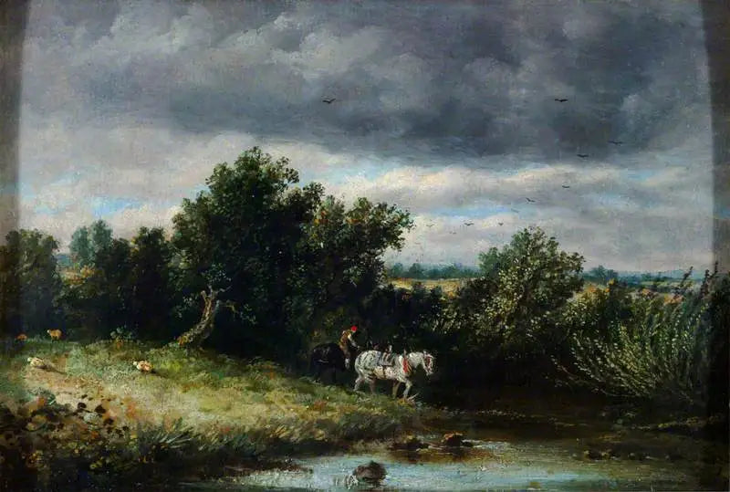 Landscape with Two Horses and a Stream - John Constable