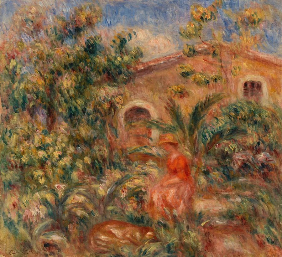 Landscape with Woman and Dog (Woman and Dog in a Landscape) - Pierre-Auguste Renoir