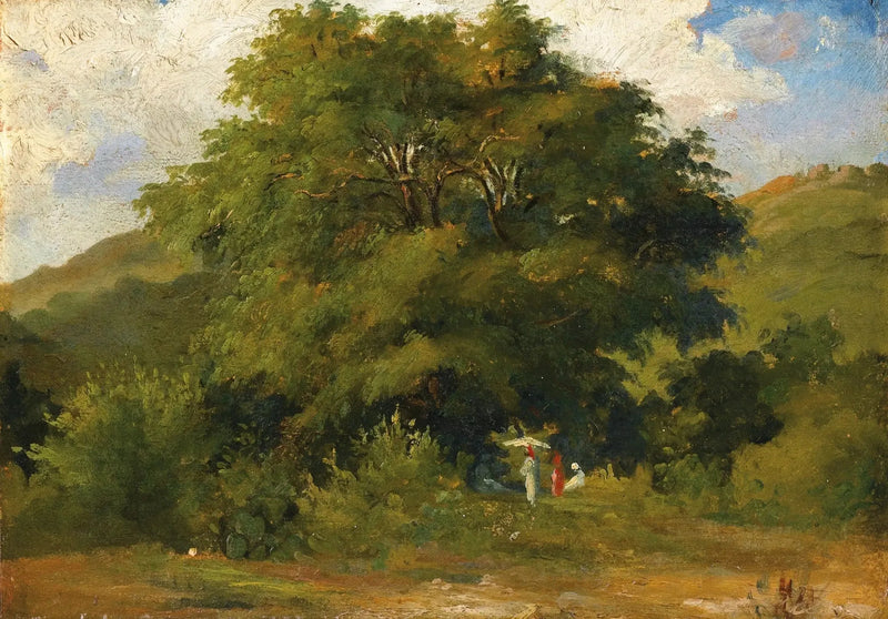Landscape with Women under a Large Tree - Camille Pissarro