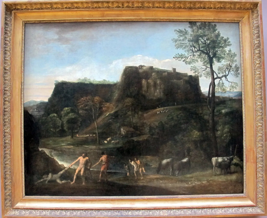 Landscape with Hercules Pulling Cacus from His Cave - Domenichino