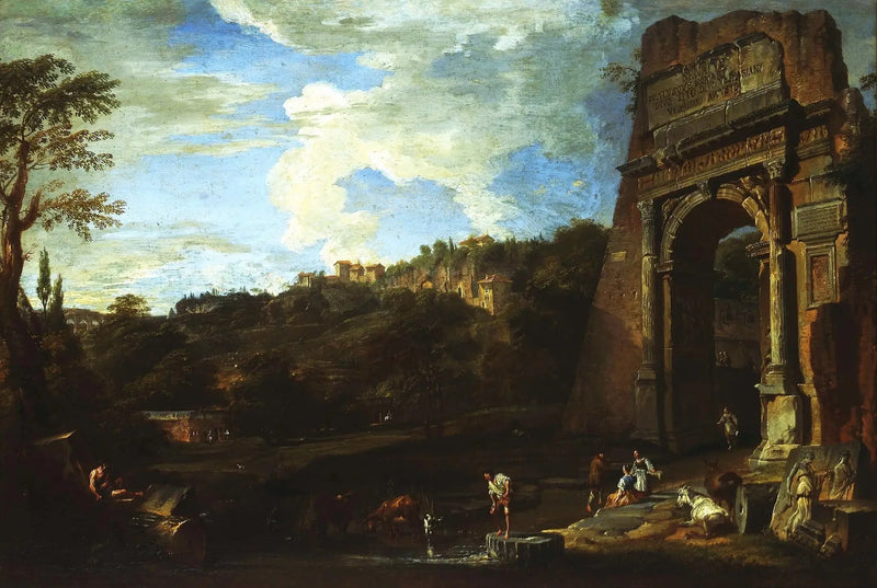 Landscape with the Arch of Titus - Giovanni Paolo Panini