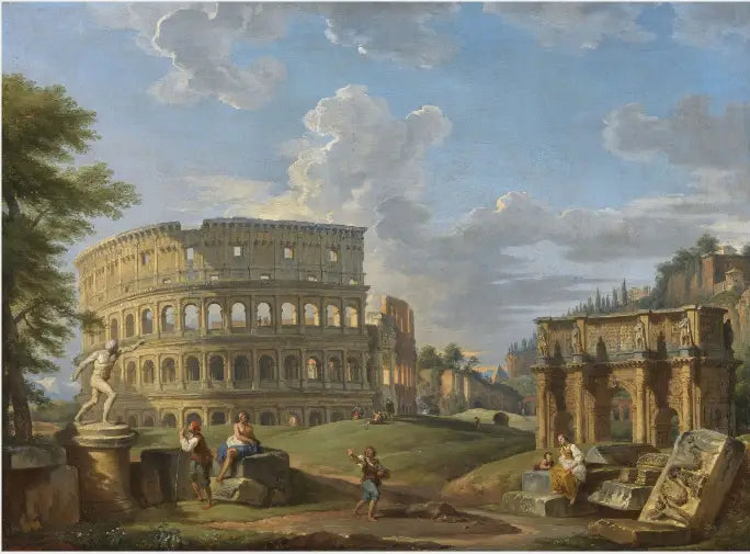 Landscape with the Colosseum and the Arch of Constantine, Rome - Giovanni Paolo Panini