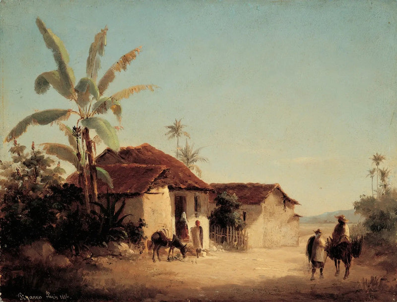 Landscape with Huts and Palm Trees - Camille Pissarro