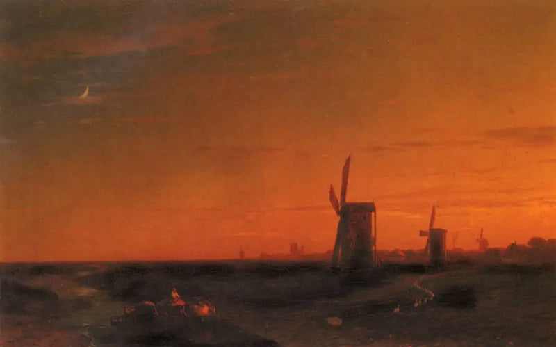 Landscape with Windmills - Ivan Aïvazovski