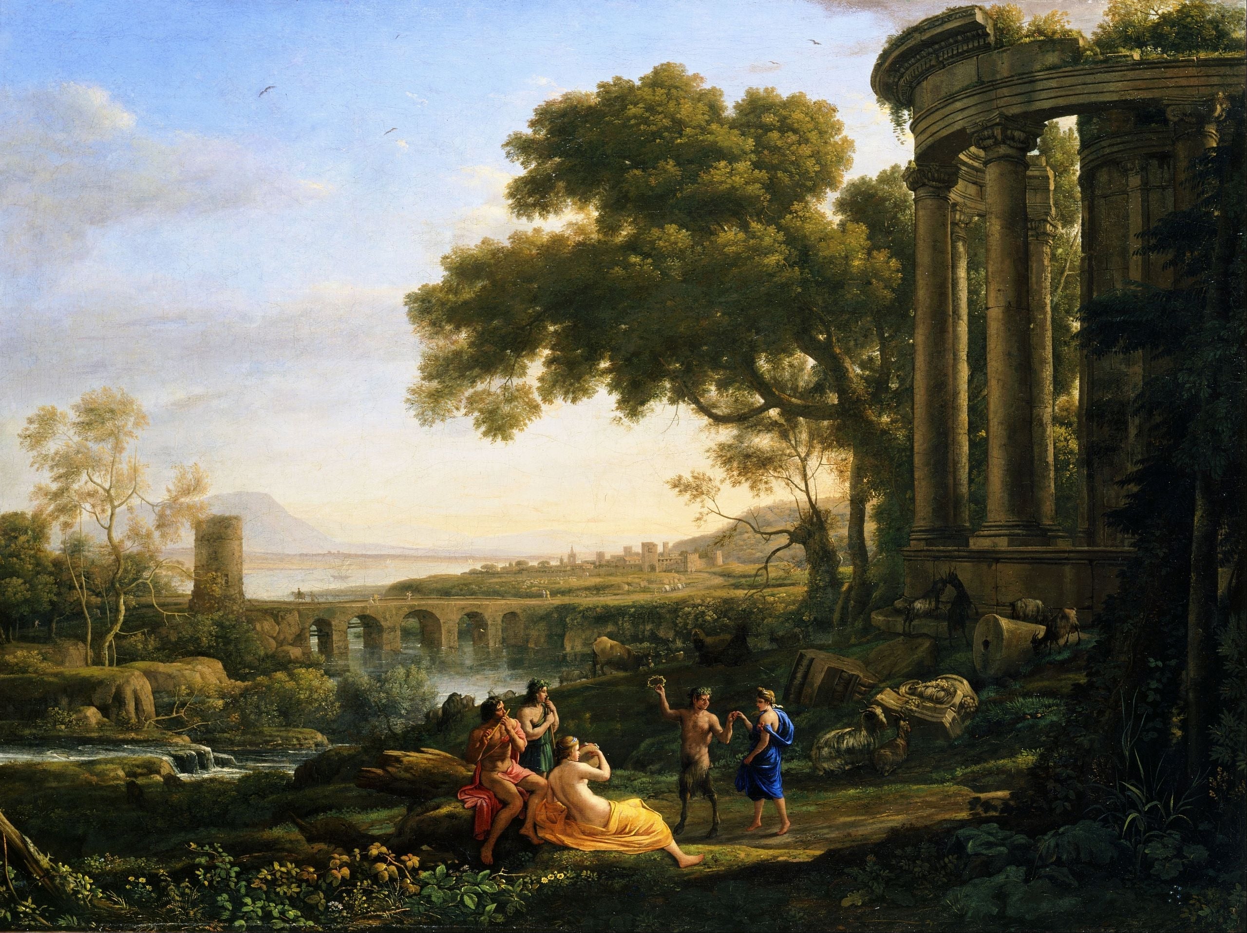Landscape with Nymph and Dancing Satyr - Claude Lorrain