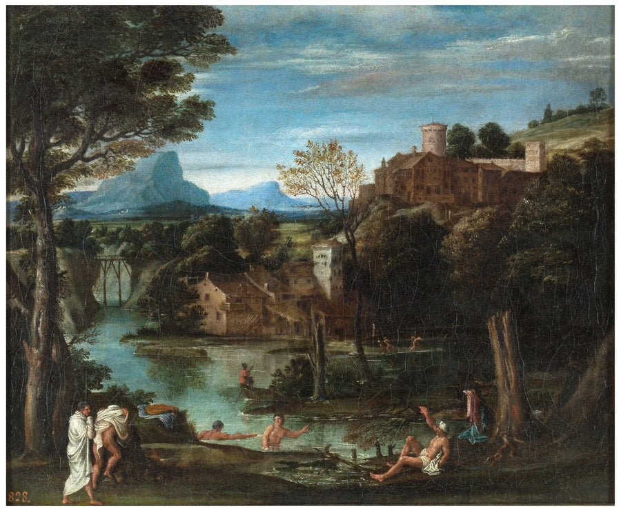 Landscape with River and Bathers - Annibale Carracci