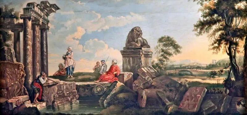 Landscape with Ruins and Classical Figures - Giovanni Paolo Panini