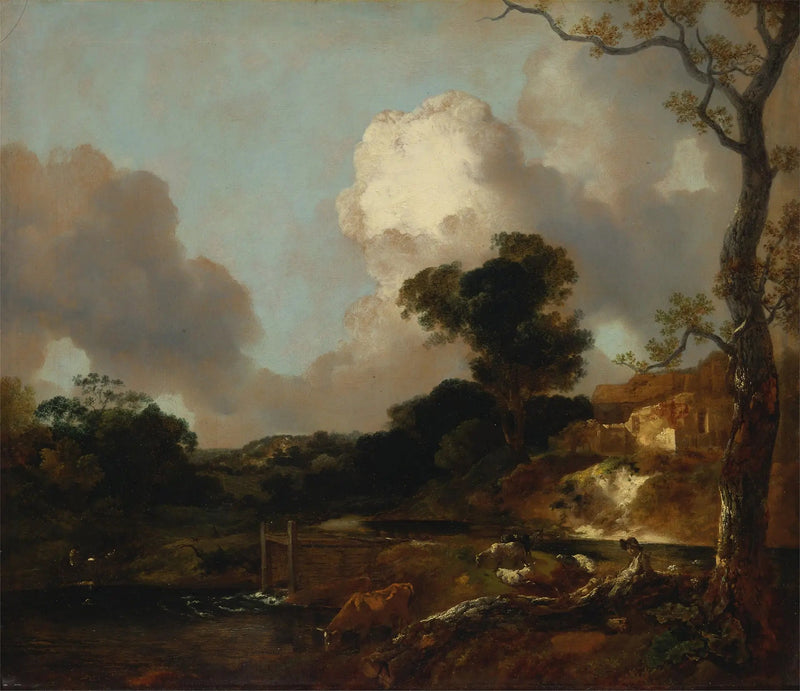 Landscape with Stream and Dam - Thomas Gainsborough